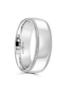 Brown & Newirth Erasmus 7mm Patterned Wedding Ring in 18ct White Gold