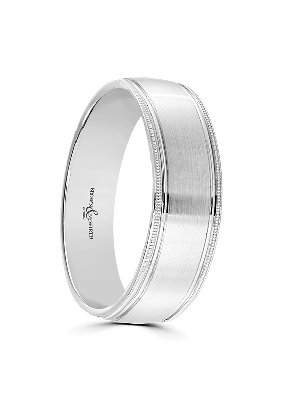 Brown & Newirth Zorian 5mm Patterned Wedding Ring in Platinum