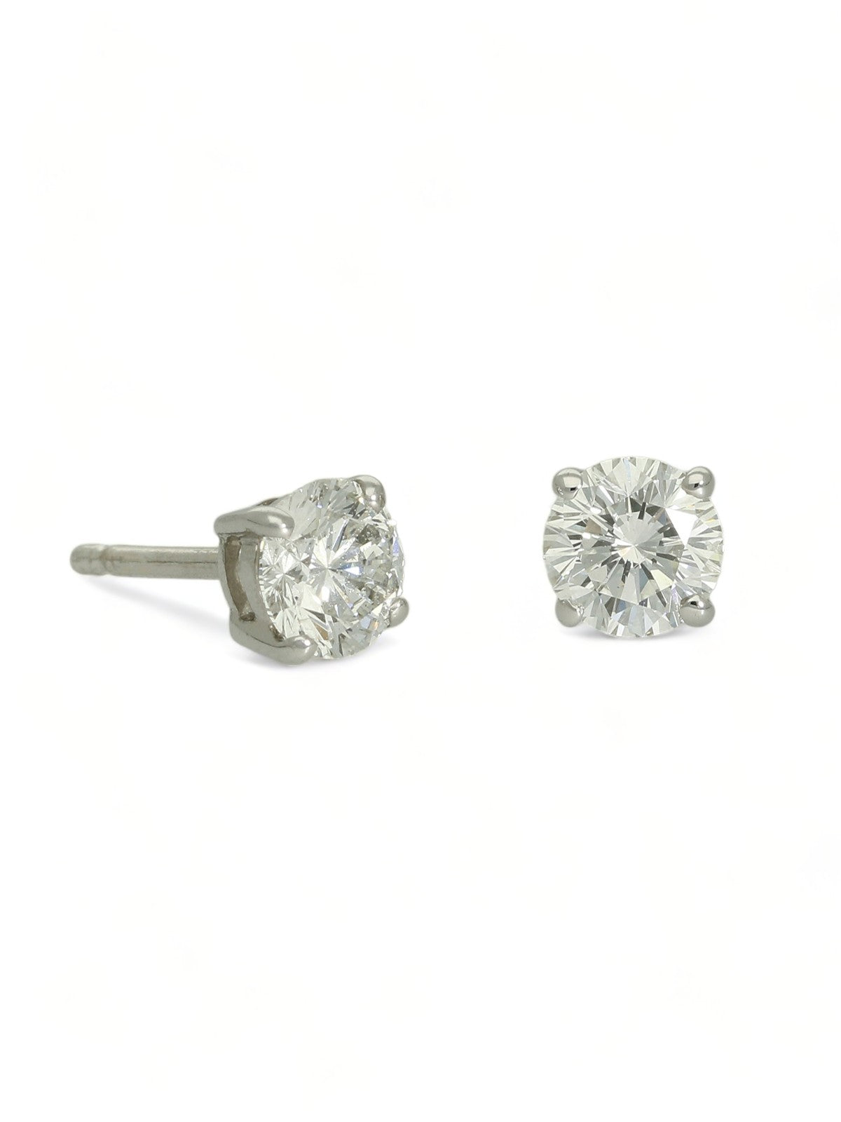Diamond Solitaire Stud Earrings "The Catherine Collection" 1.20ct Round Brilliant Cut in 18ct White Gold