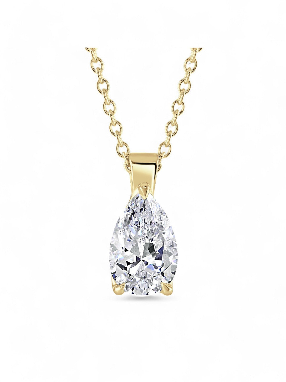 'Cordelia' Approx 1.50ct Pear Cut Lab Grown Diamond Solitaire Pendant in 18ct Yellow Gold