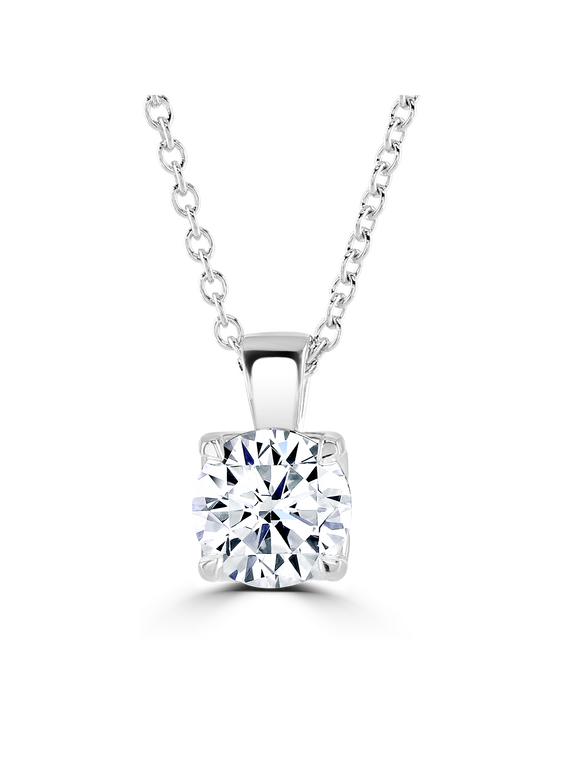 Lab Grown Diamond Solitaire Pendant 2.00ct Brilliant Cut in Platinum