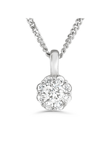 Diamond Round Brilliant 0.15ct Cluster Pendant in 9ct White Gold