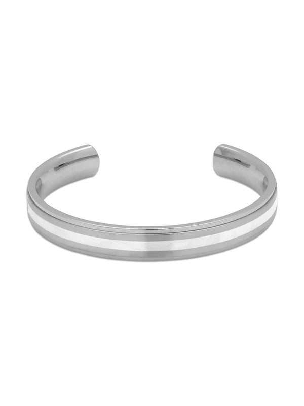 Unique & Co. Stainless Steel Bangle with Silver Inlay