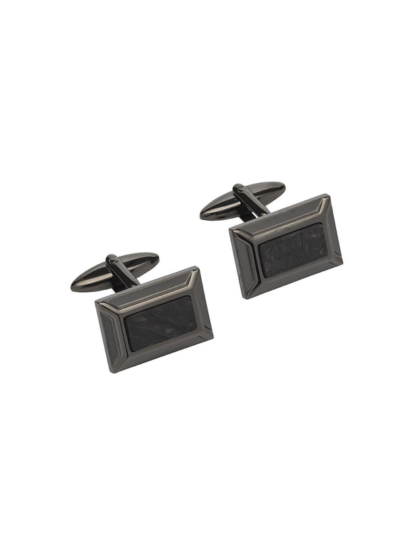 Unique & Co. Gunmetal Plated Steel Cufflinks with Carbon Fibre Inlay