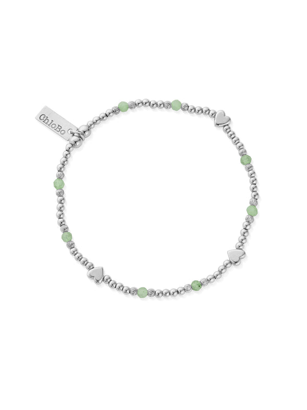 ChloBo New Love Aventurine Bracelet in Silver SBAHEART