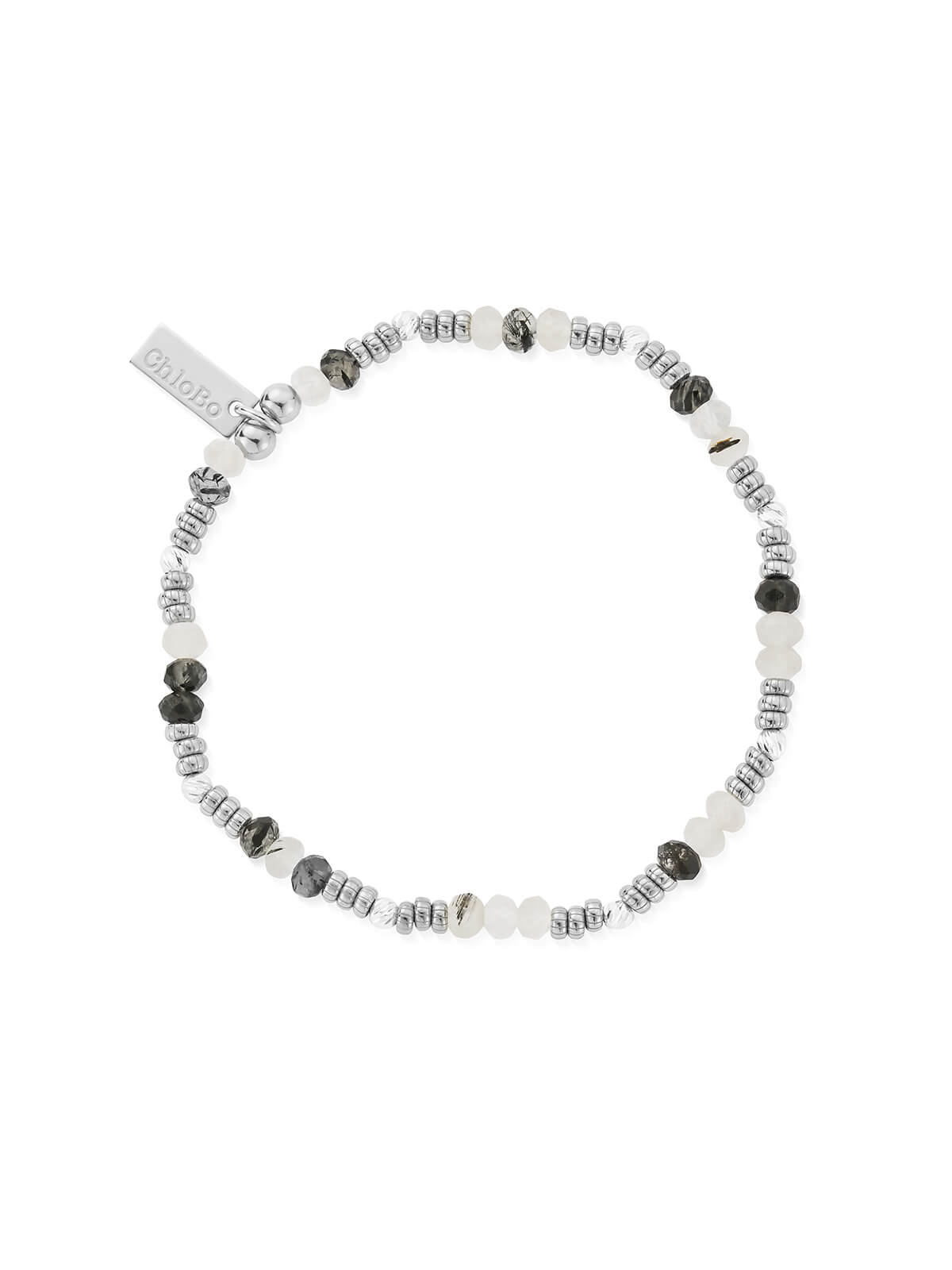 ChloBo Stone of Empowerment Black Rutilated Quartz Bracelet in Silver SBBRQCD