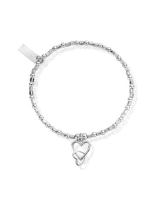 ChloBo Mini Cube Interlocking Love Heart Bracelet in Silver SBCFB572