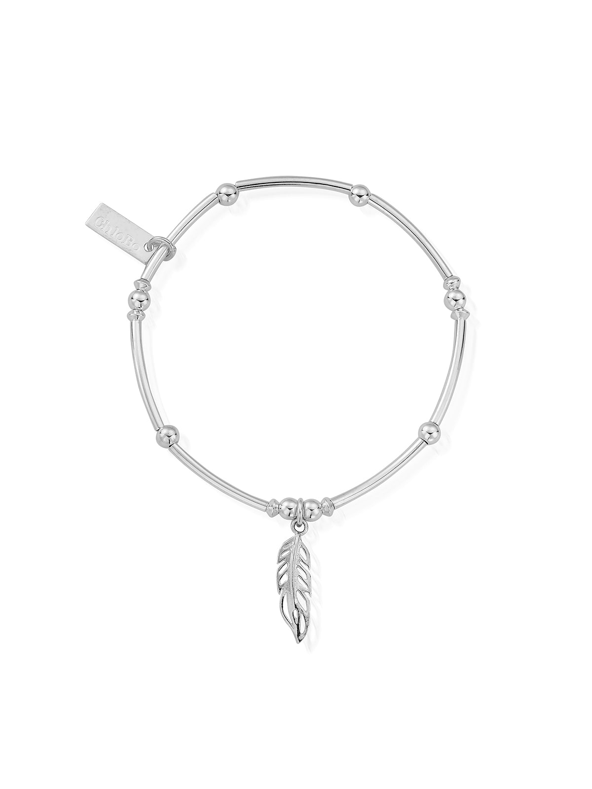 ChloBo Mini Noodle Ball Filigree Feather Bracelet in Silver SBMNB570