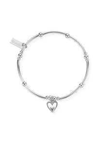 ChloBo Mini Noodle Ball Heart in Heart Bracelet in Silver SBMNB732