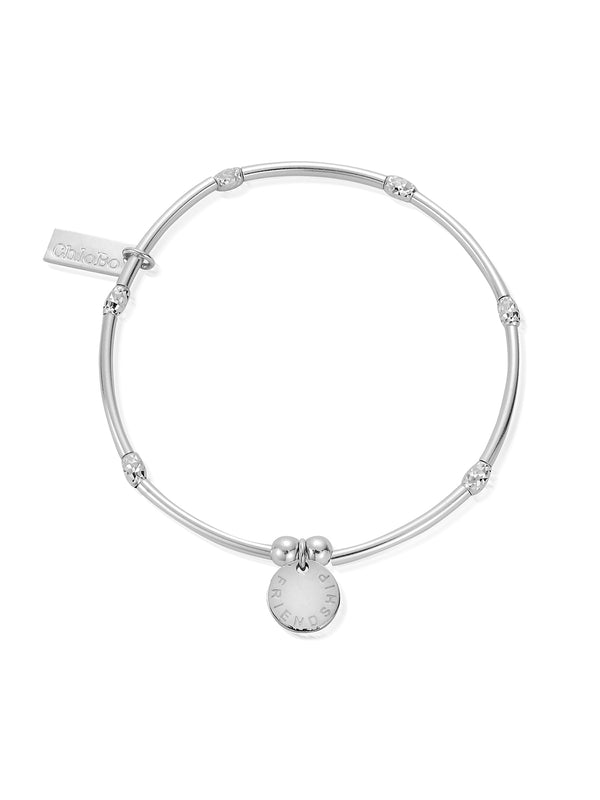 ChloBo Mini Noodle Sparkle Rice Friendship Disc Bracelet in Silver SBMNSR089