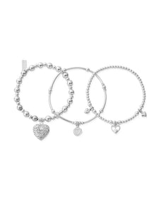 ChloBo Compassion Set of 3 Bracelets in Silver SBSTA3L