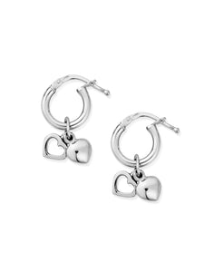 ChloBo Double Heart Small Hoop Earrings in Silver SEH040