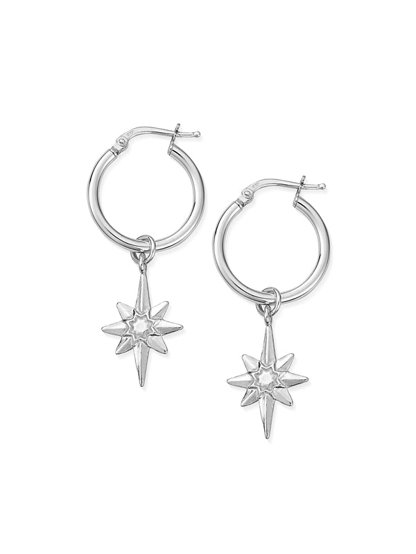 ChloBo Lucky Star Hoop Earrings in Silver SEH2066