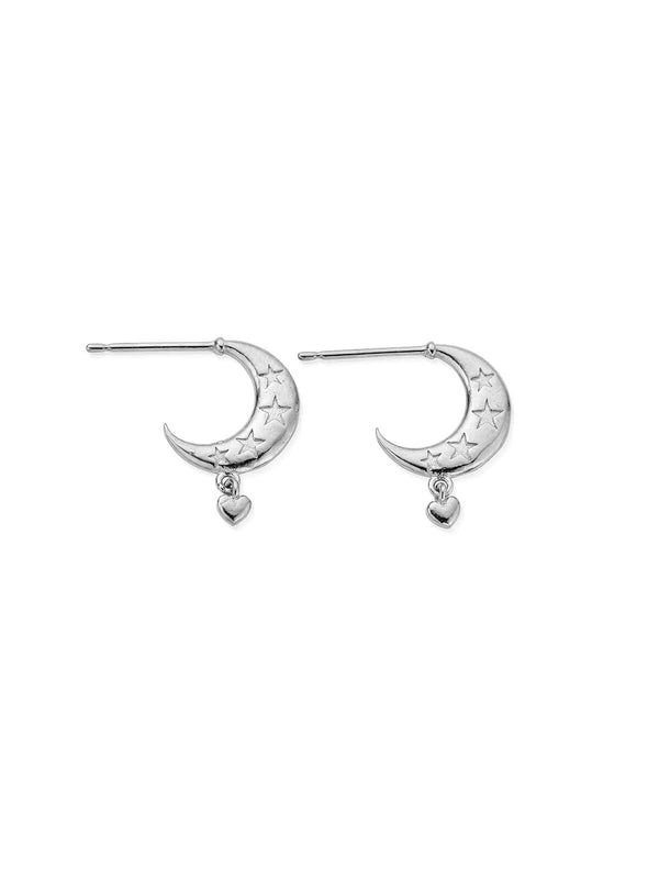 ChloBo Love By The Moon Huggie Hoop Earrings in Silver SEH3394
