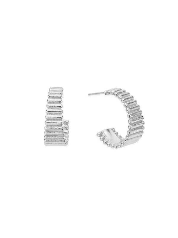 SALE ChloBo Large Ridge Hoop Earrings in Silver SEH3398
