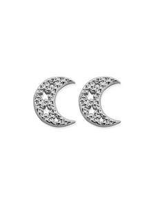 ChloBo Starry Moon Stud Earrings in Silver SEST3076