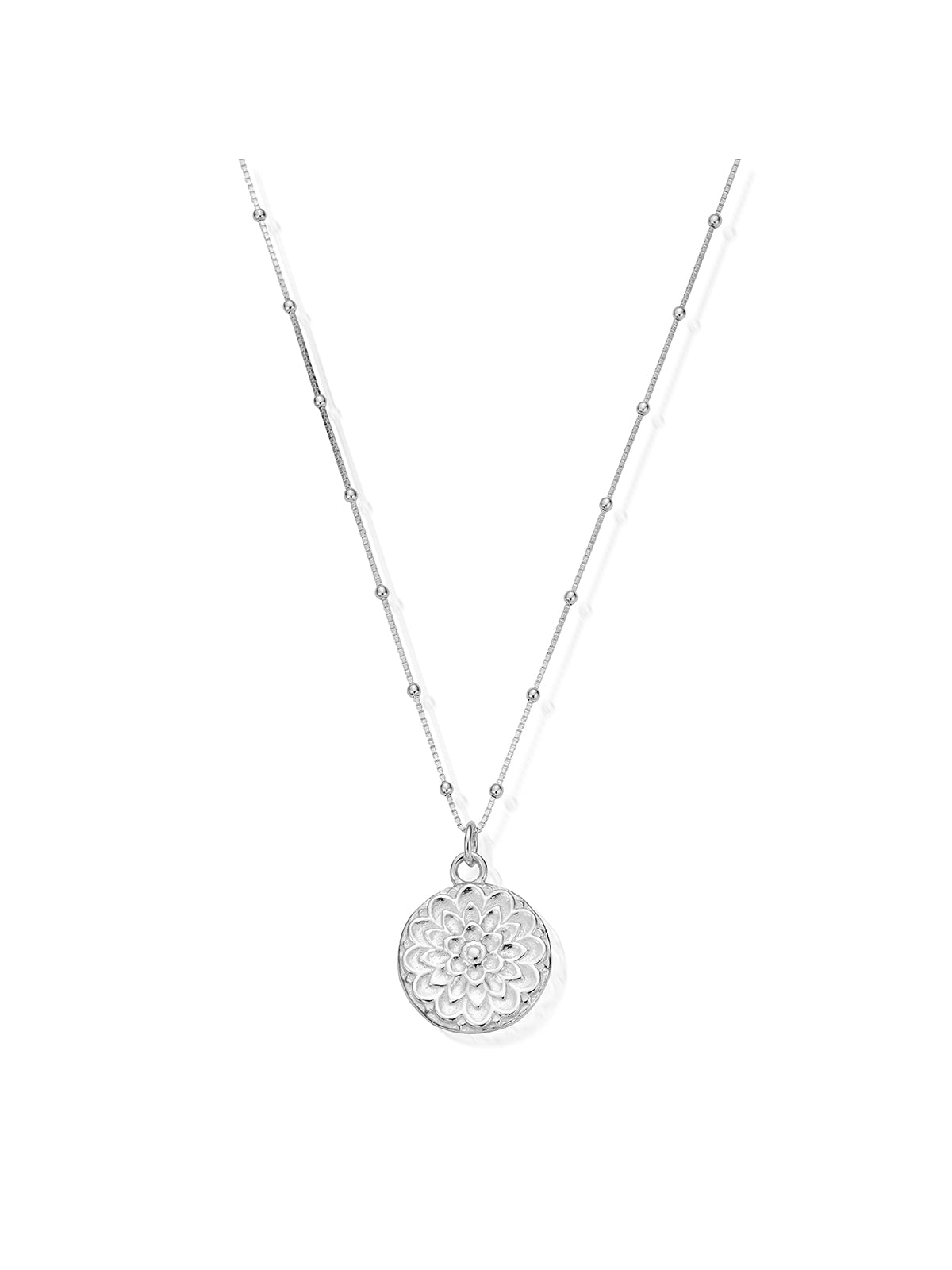 ChloBo Bobble Chain Moonflower Necklace in Silver SNBB721