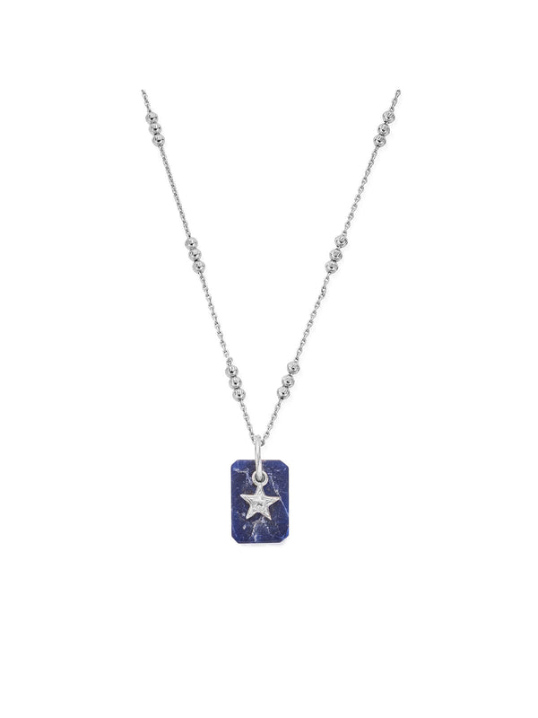 ChloBo Triple Bobble Chain Sodalite Star Necklace in Silver SNTBB3383