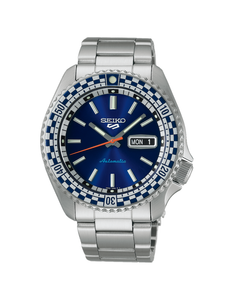 Seiko 5 Sports Petrol Blue "Checker Flag" Special Edition Watch 43mm SRPK65K1