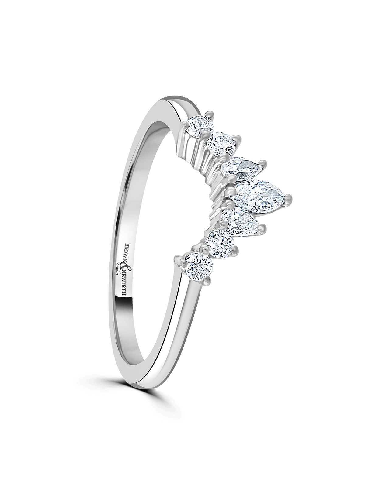 Brown & Newirth Royal 0.33ct Marquise, Pear & Brilliant Cut Diamond Tiara Ring in Platinum