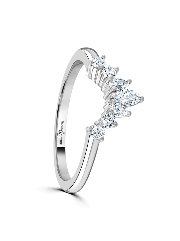 Brown & Newirth Royal 0.33ct Marquise, Pear & Brilliant Cut Diamond Wedding Ring in Platinum