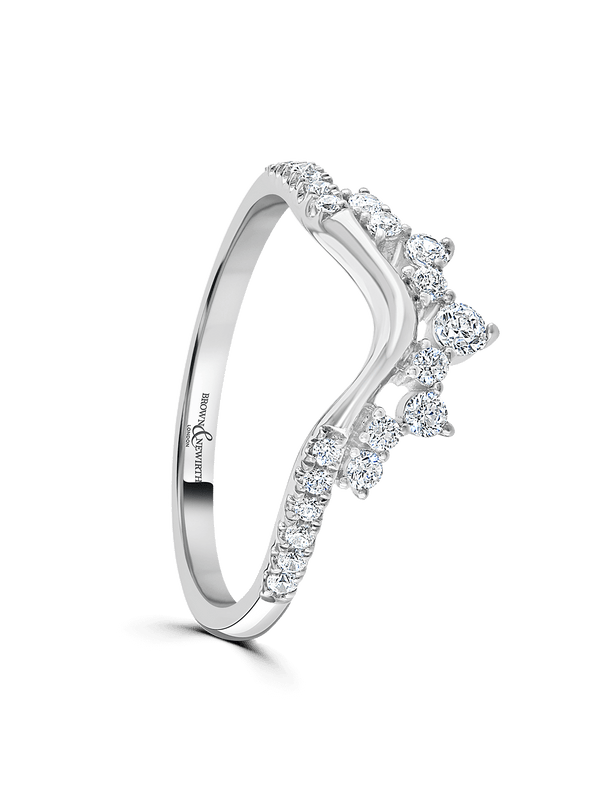 Brown & Newirth Royal 0.25ct Brilliant Cut Diamond Wedding Ring in Platinum with Diamond Set Shoulders