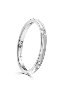 Brown & Newirth Dewdrop 0.11ct Brilliant Cut Diamond Wedding Ring in 9ct White Gold