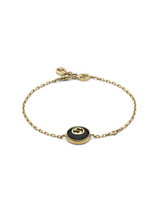 Gucci Interlocking Black Onyx & Diamond Bracelet in 18ct Yellow Gold 16cm