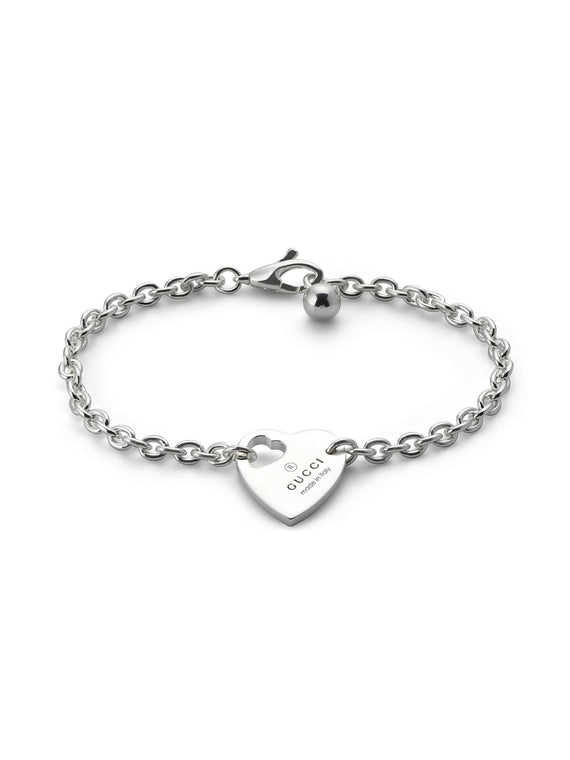 Gucci Trademark Heart Silver Chain Bracelet 17cm