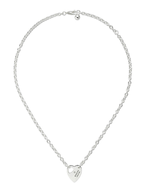 Gucci Trademark Heart Silver Chain Necklace