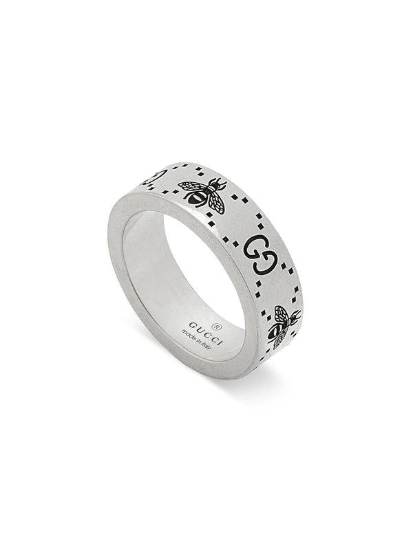 Gucci Signature Silver 6mm Ring - Size 19