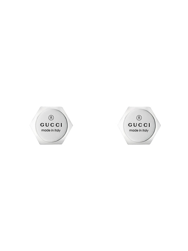 Gucci Trademark Hexagon Earrings in Silver