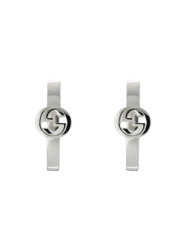 Gucci Interlocking Silver Hoop Earrings 17.5mm