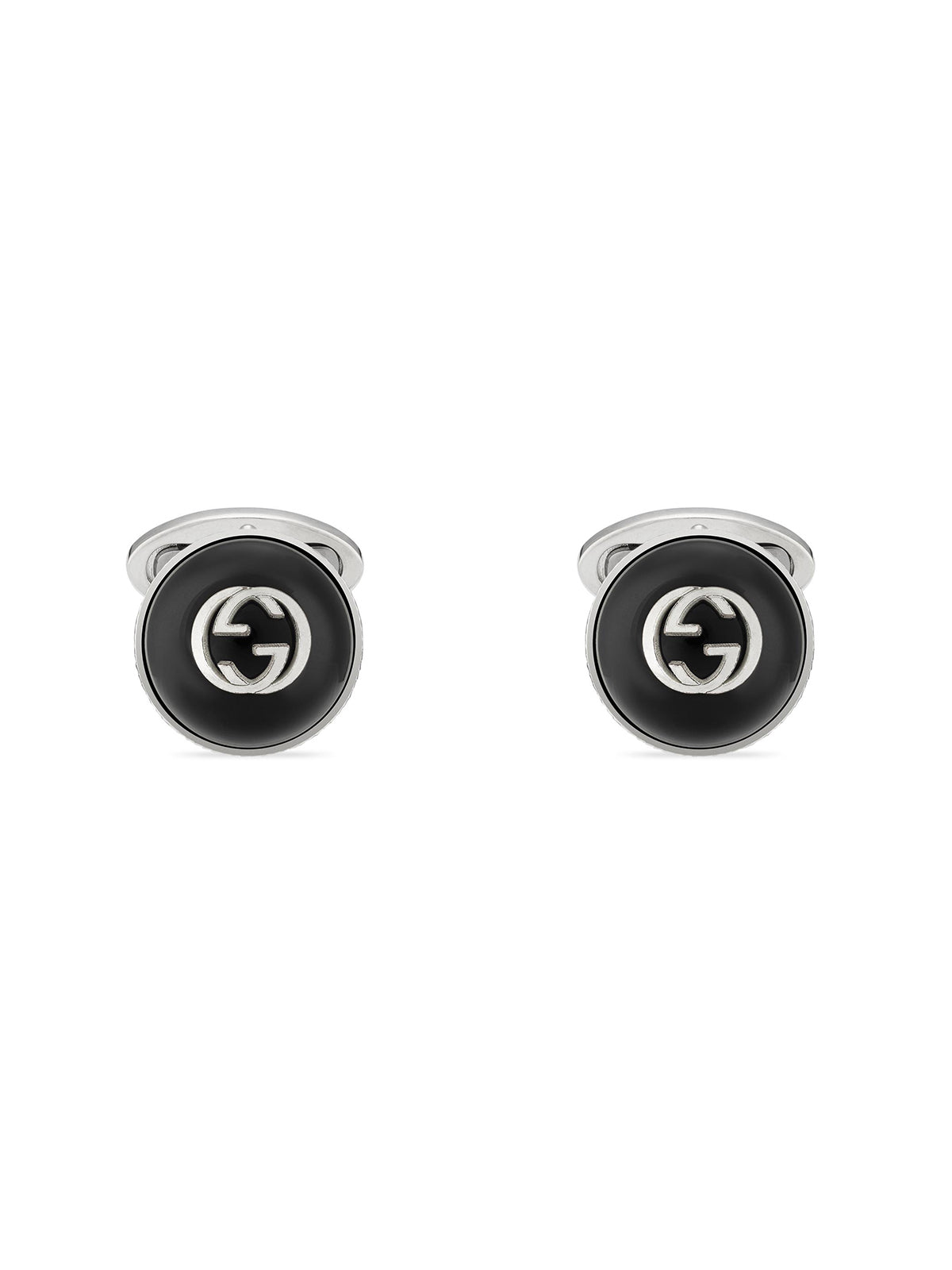 Gucci Interlocking Silver & Onyx Cufflinks