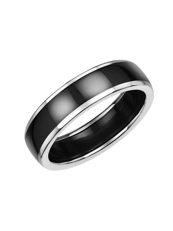 Zedd 9ct White Gold & Zirconium 6mm Wedding Ring