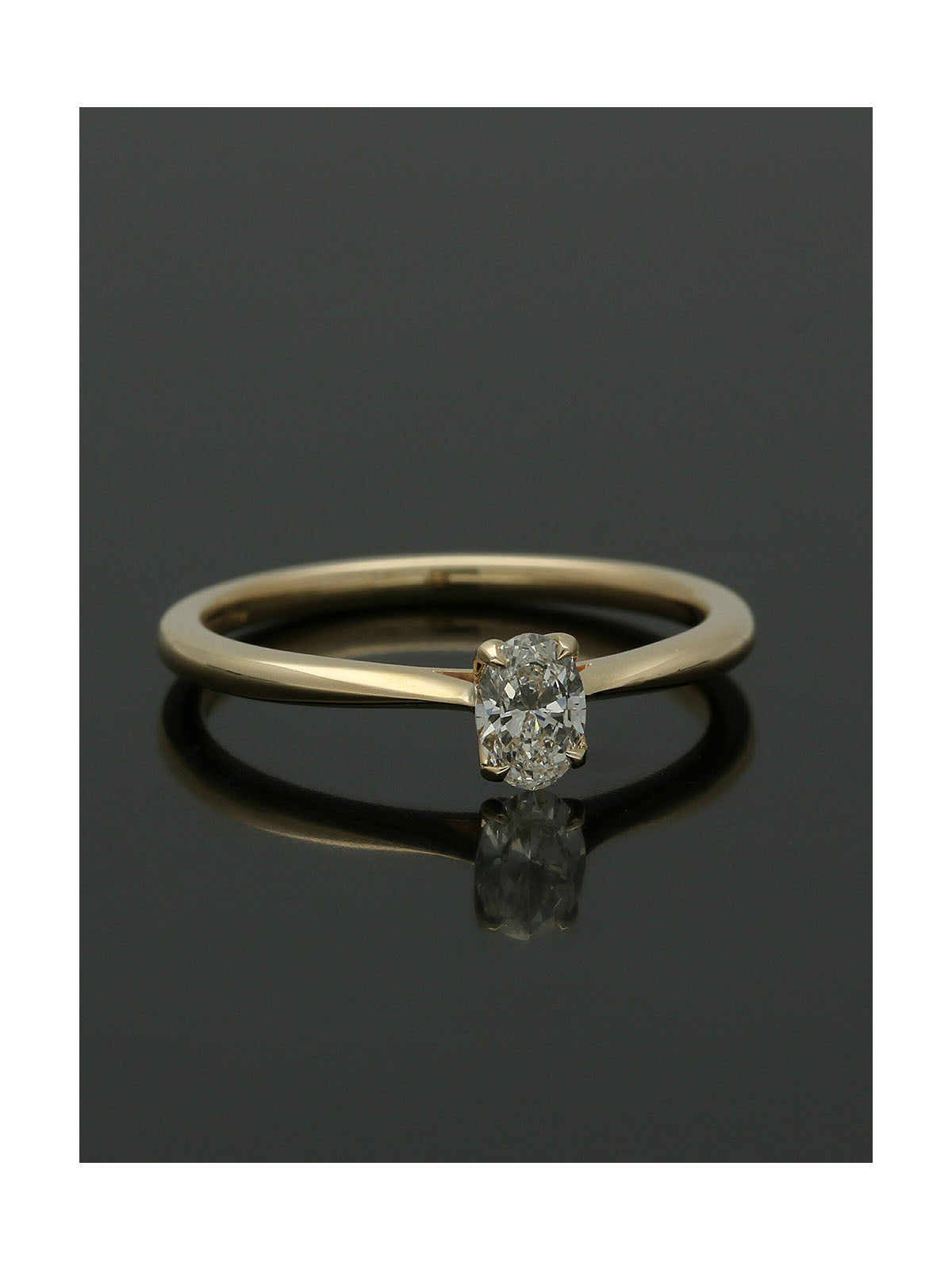 Diamond Solitaire Engagement Ring 0.25ct Oval Cut in 9ct Yellow Gold