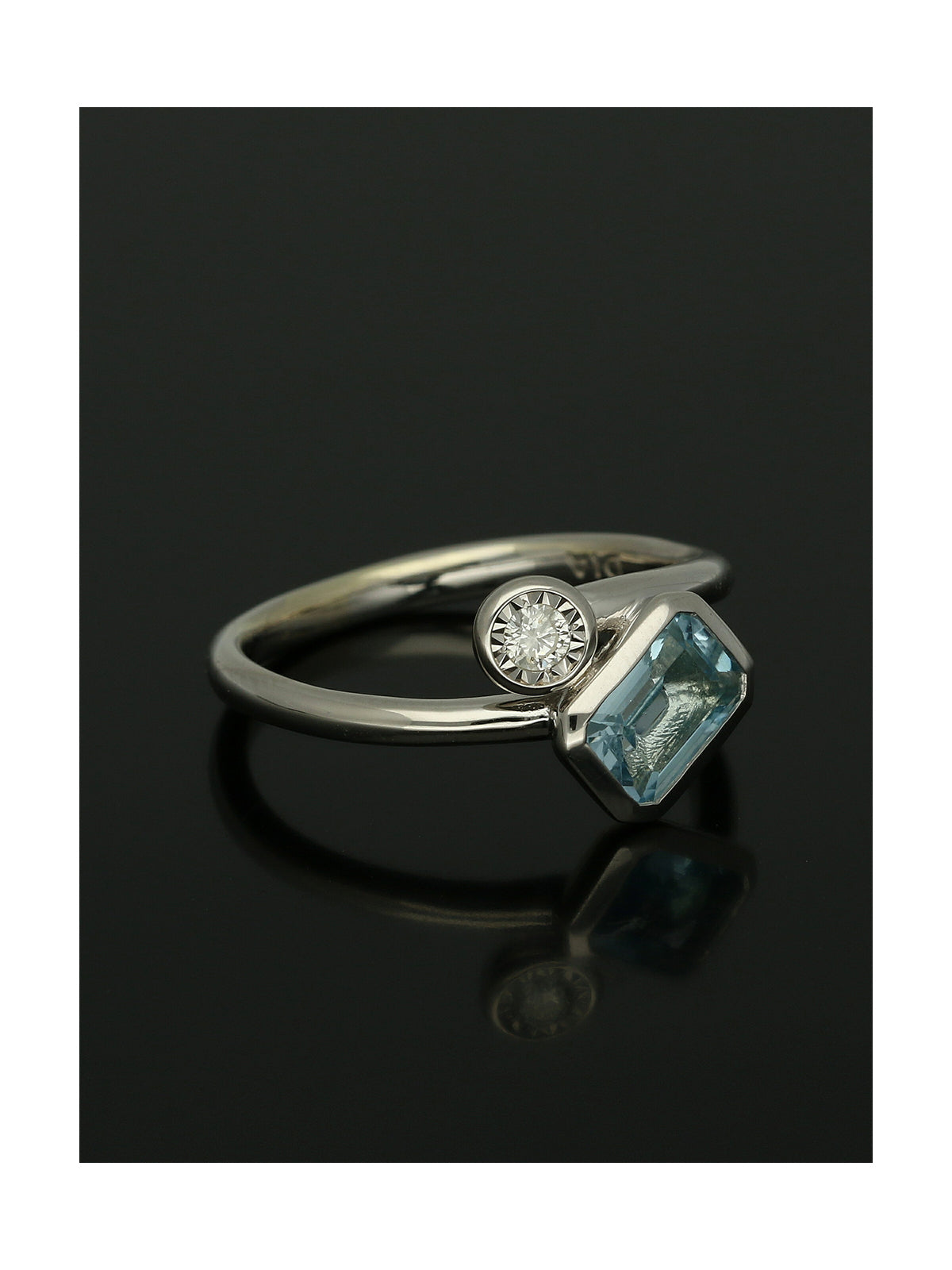 Blue Topaz & Diamond Dress Ring in 9ct White Gold