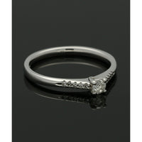 Diamond Solitaire Engagement Ring 0.21ct Round Brilliant Cut in 18ct White Gold with Diamond Shoulders