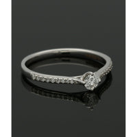  Diamond Solitaire Ring 0.15ct Round Brilliant Cut in 18ct White Gold with Diamond Shoulders