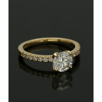 Diamond Solitaire Engagement Ring 1.00ct Certificated Round Brilliant Cut in 18ct Yellow Gold with Diamond Shoulders