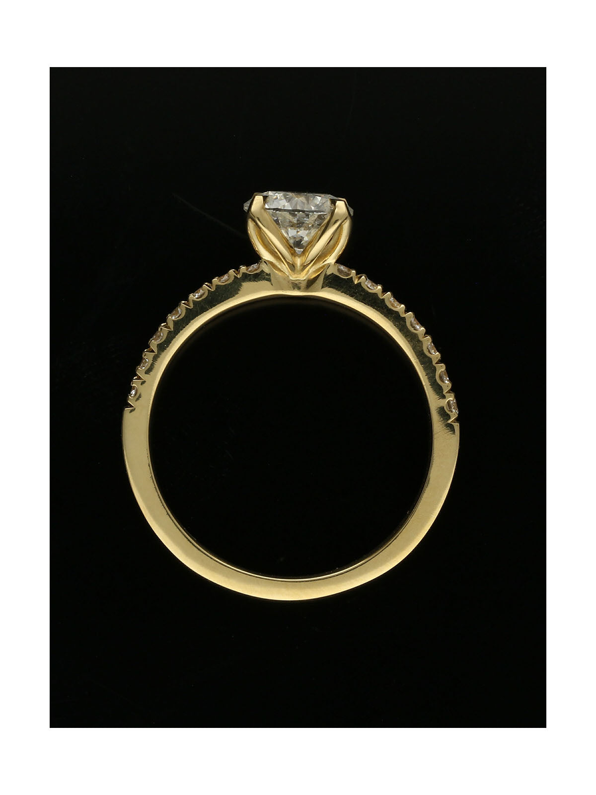 Diamond Solitaire Engagement Ring 1.00ct Certificated Round Brilliant Cut in 18ct Yellow Gold with Diamond Shoulders