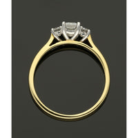 Three Stone Diamond Ring 0.60ct Certificated Emerald & Round Brilliant Cut in 18ct Yellow & White Gold