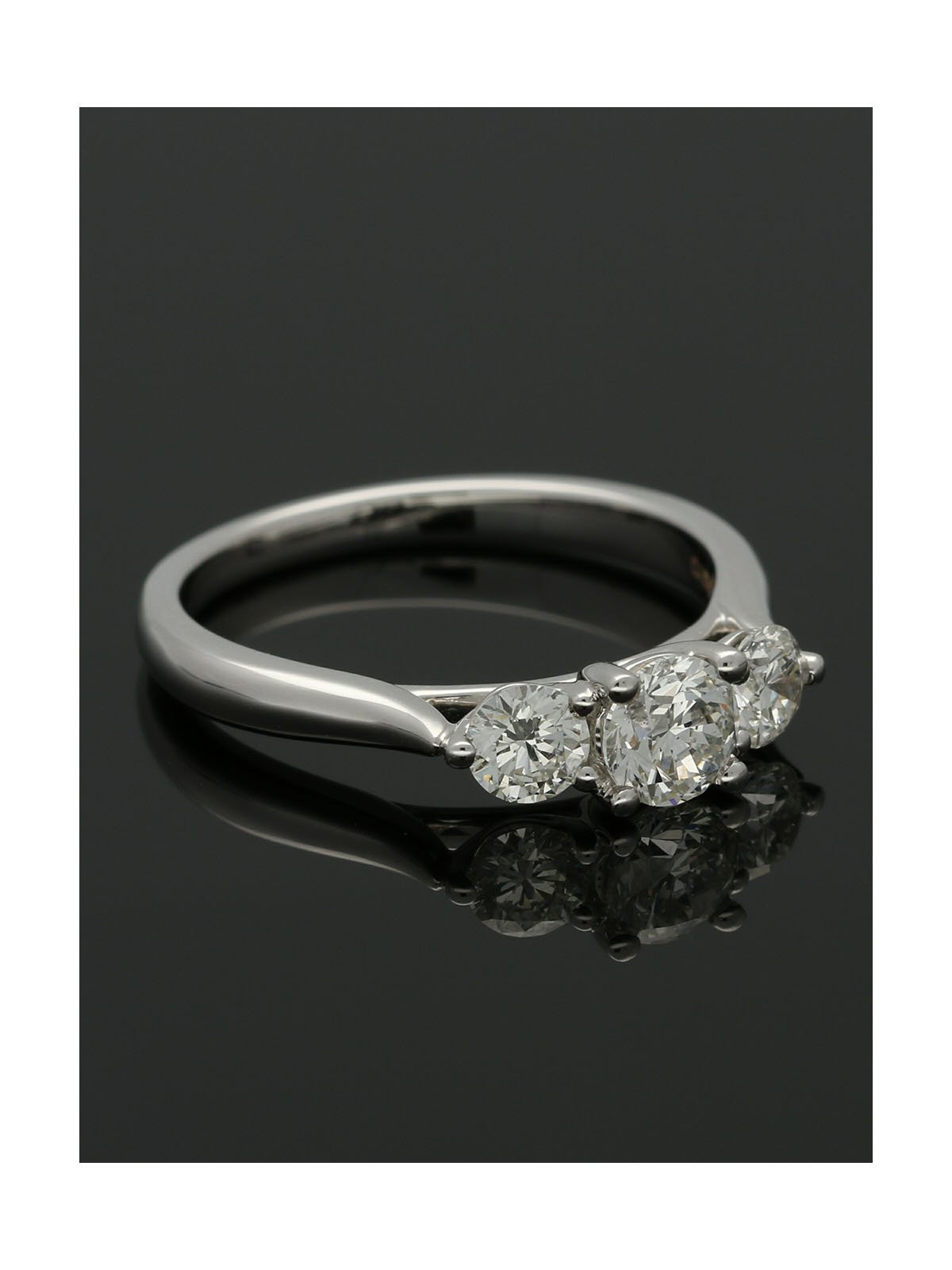 Three Stone Diamond Ring 1.00ct Round Brilliant Cut in 18ct White Gold