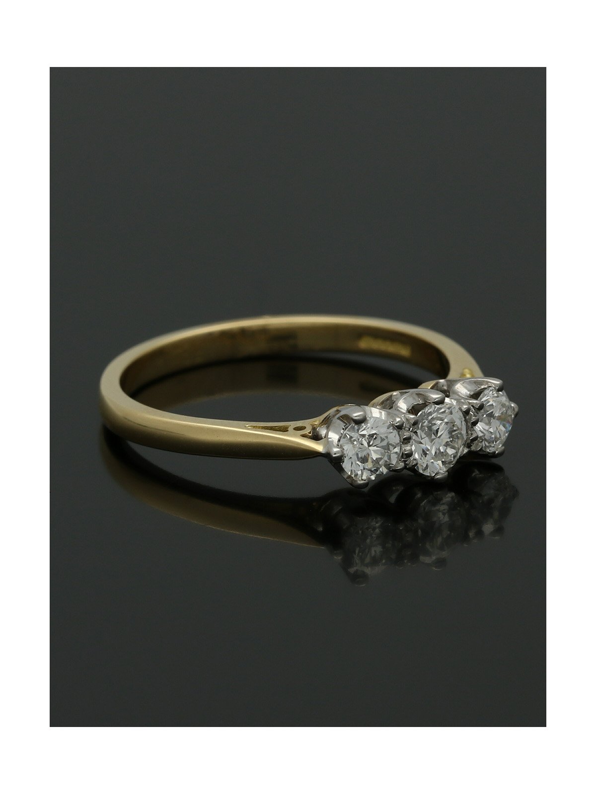 Three Stone Diamond Ring 0.50ct Round Brilliant Cut in 18ct Yellow and White Gold