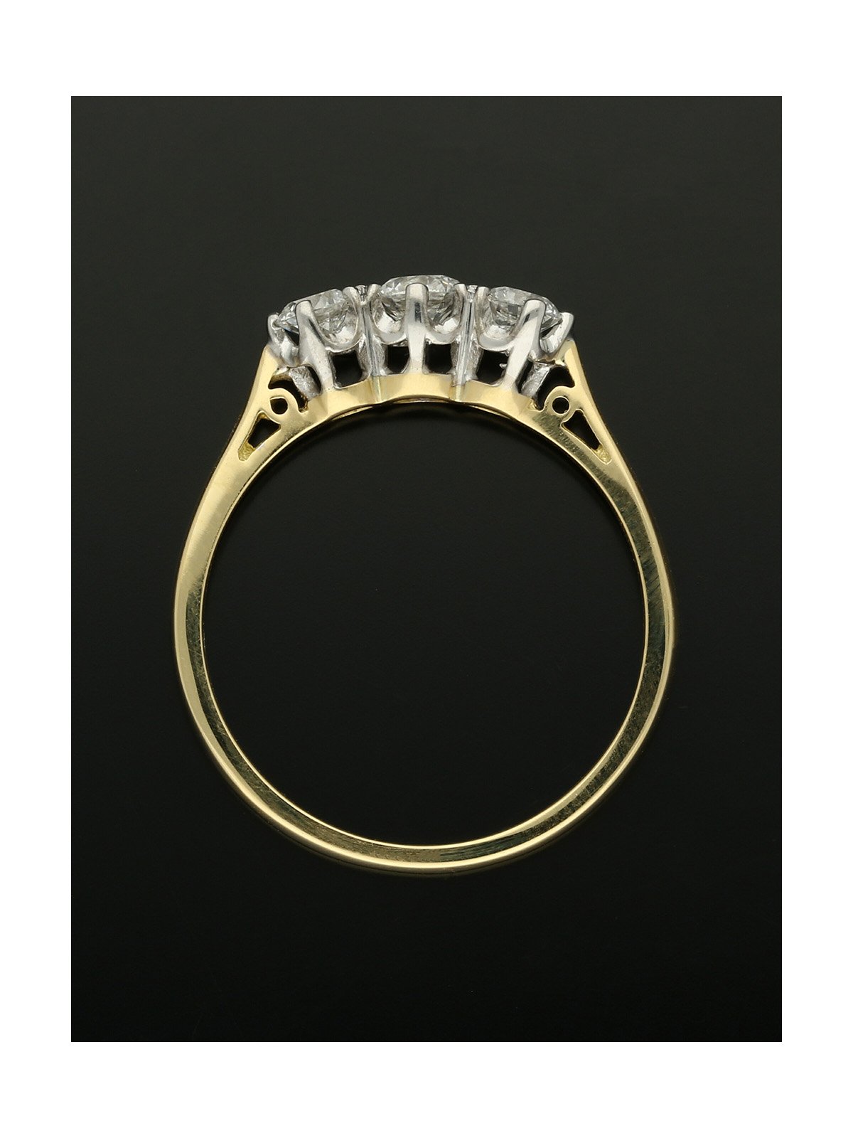 Three Stone Diamond Ring 0.50ct Round Brilliant Cut in 18ct Yellow and White Gold