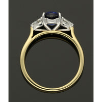 Sapphire & Diamond Three Stone Ring in 18ct Yellow & White Gold