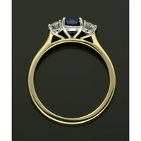 Sapphire & Diamond Three Stone Ring in 18ct Yellow & White Gold