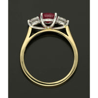 Ruby & Diamond Three Stone Ring in 18ct Yellow & White Gold