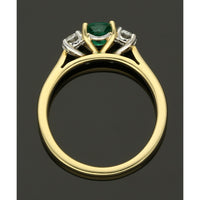 Emerald & Diamond Three Stone Ring in 18ct Yellow & White Gold