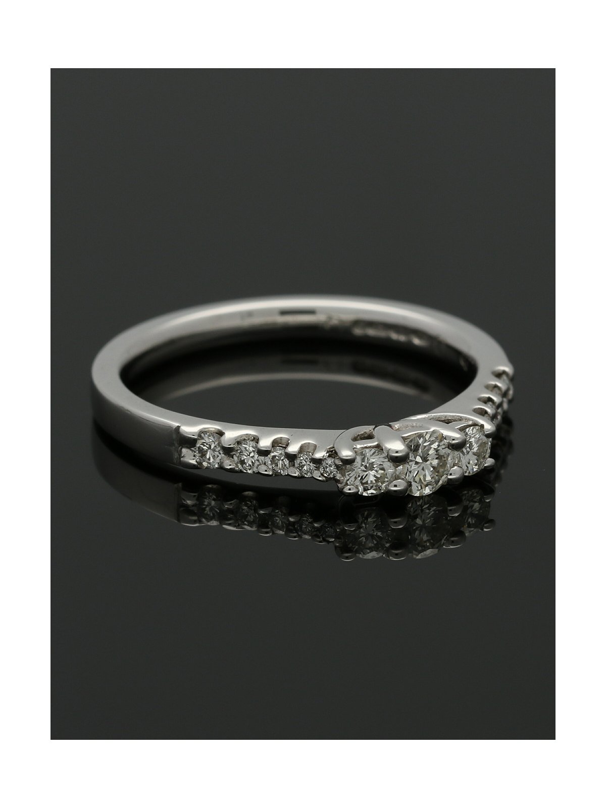 Three Stone Diamond Ring 0.39ct Round Brilliant Cut in 18ct White Gold with Diamond Shoulders